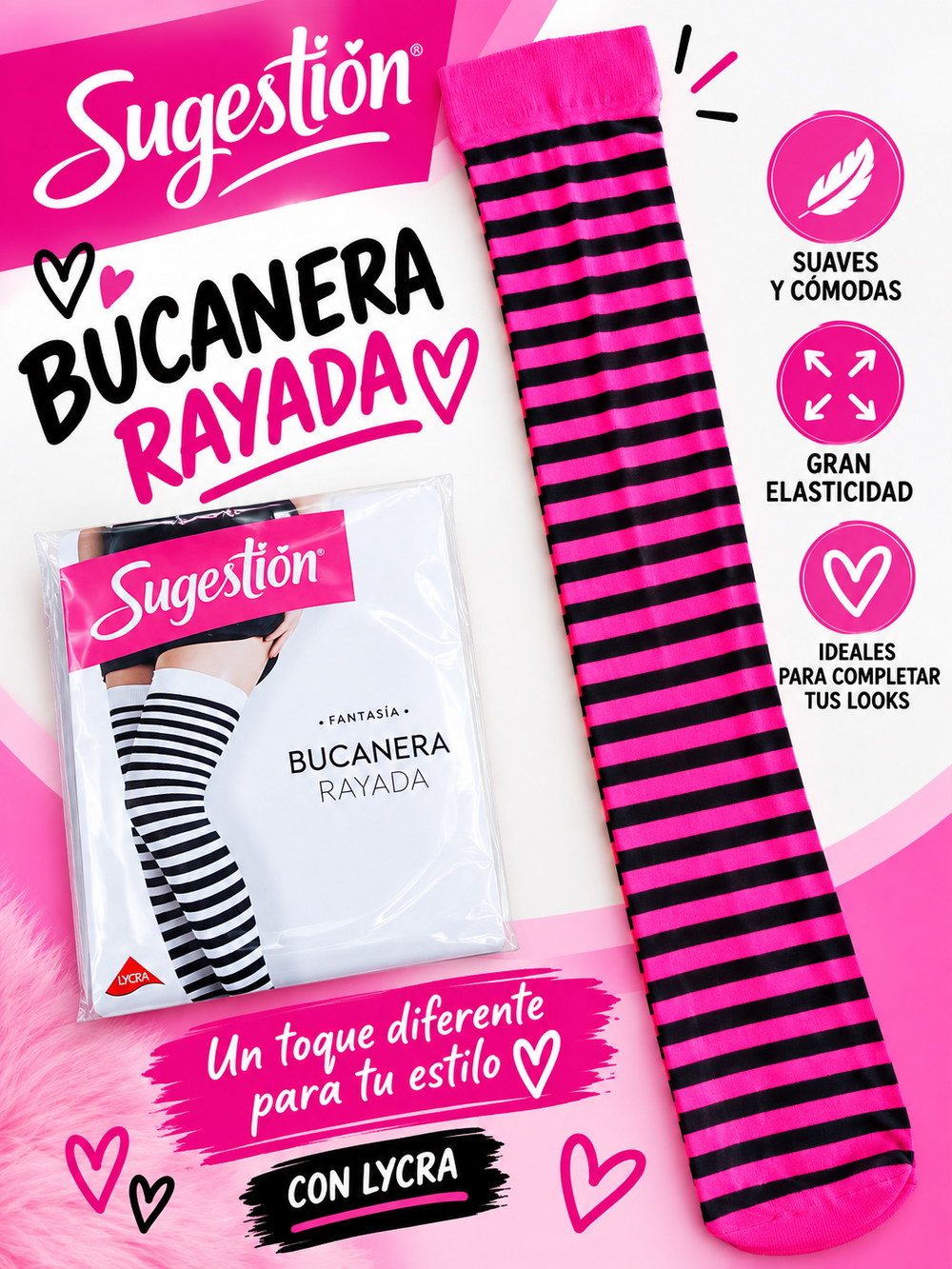 BUCANERAS DE LYCRA OPACAS RAYADAS