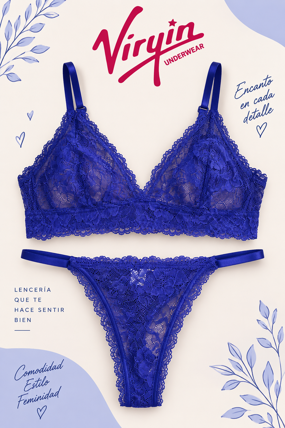 CONJUNTO DE PUNTILLA Y ENCAJE "VIRGIN"