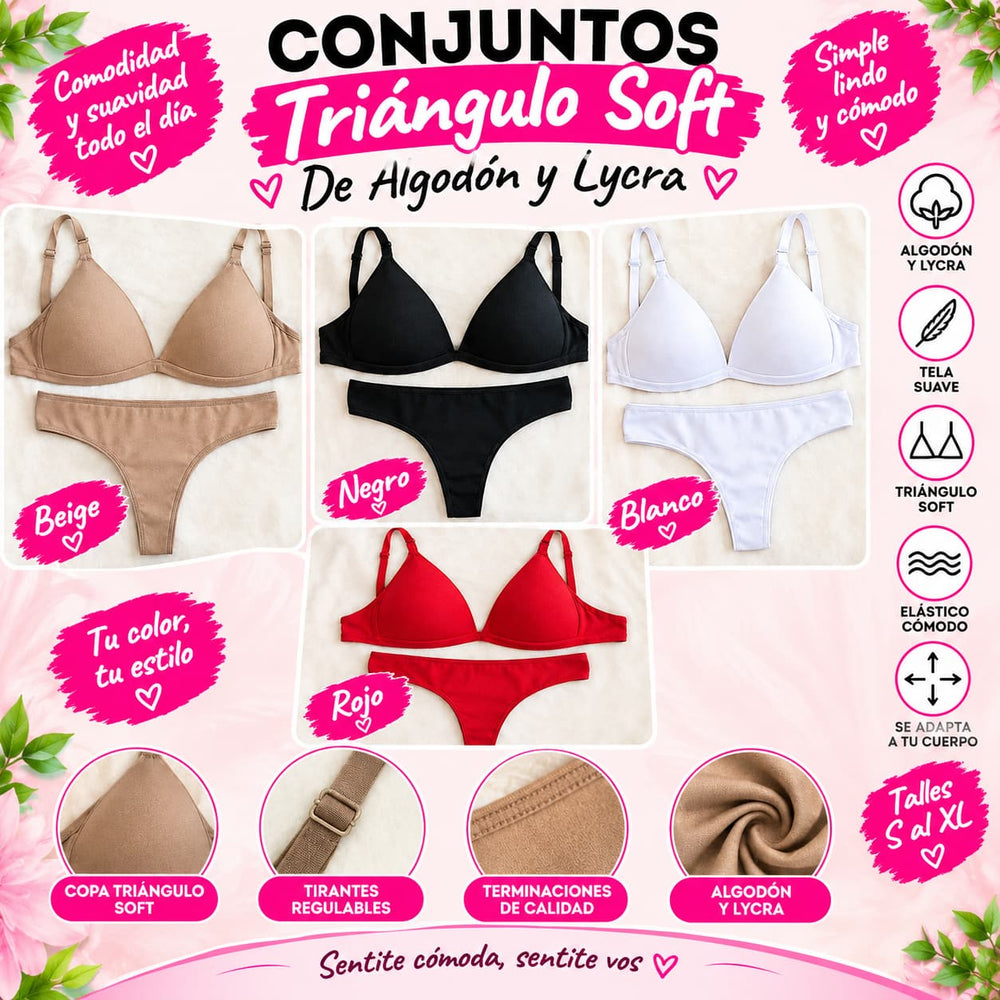 CONJUNTO TRIANGULO SOFT CON LESS DE ALGODON